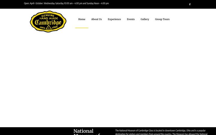 Screenshot of cambridgeglassmuseum.org