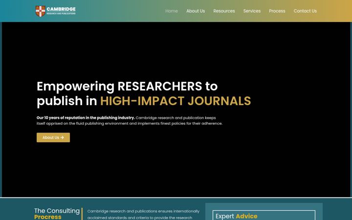 Zrzut ekranu cambridgeresearchandpublications.com