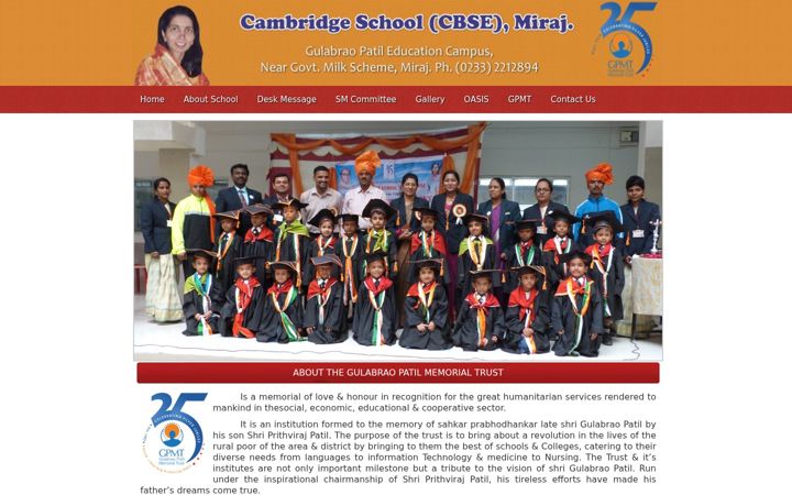 Snímek obrazovky cambridgeschoolmiraj.org