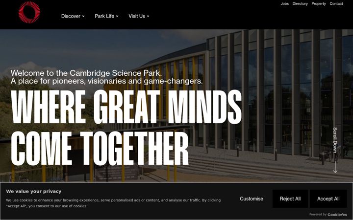 Ekrānuzņēmums no cambridgesciencepark.co.uk