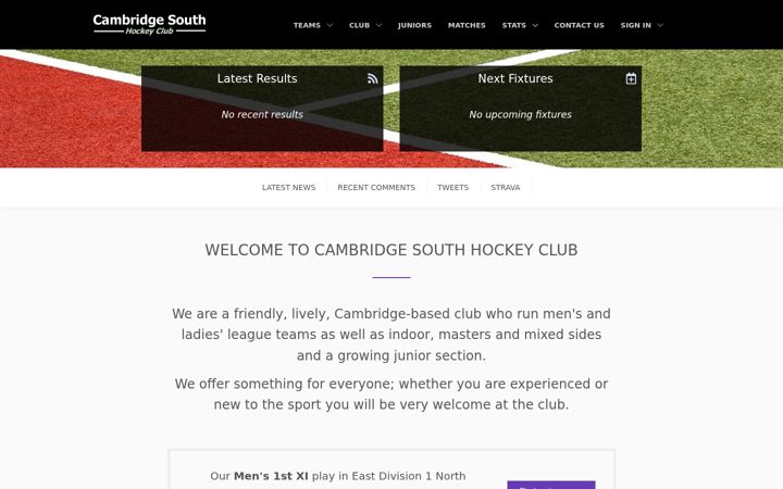 Ekrānuzņēmums no cambridgesouthhockeyclub.co.uk