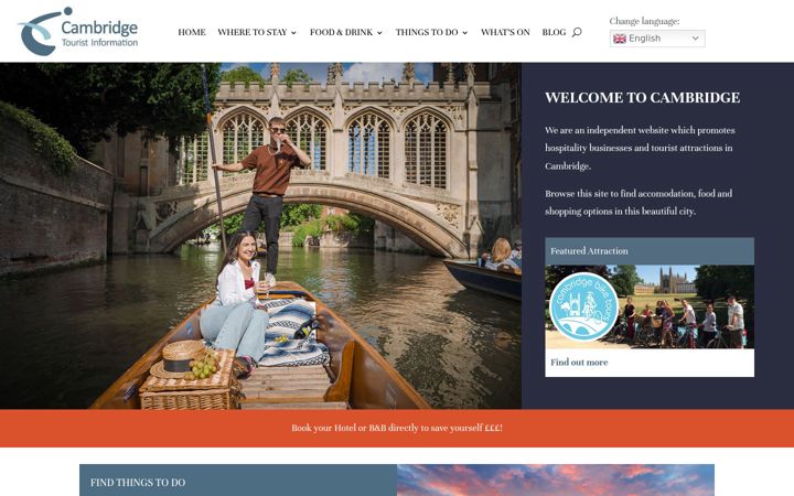 Captura de pantalla de cambridgetouristinformation.co.uk