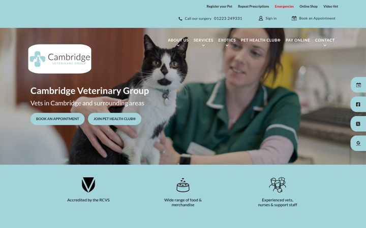 Captura de pantalla de cambridgevetgroup.co.uk