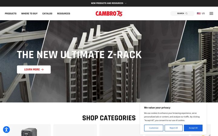 Screenshot of cambro.com