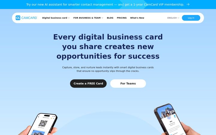 Screenshot stránky camcard.com