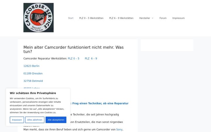 Screenshot of camcorder-reparatur.de