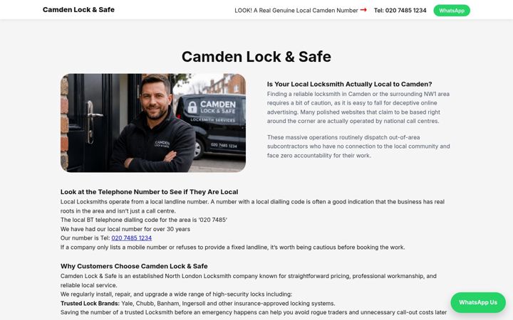 Screenshot of camdenlockandsafe.co.uk