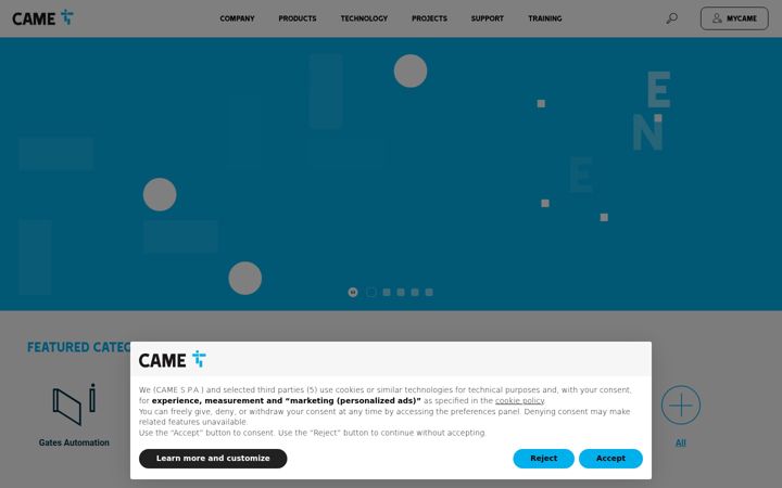 Screenshot of came.com