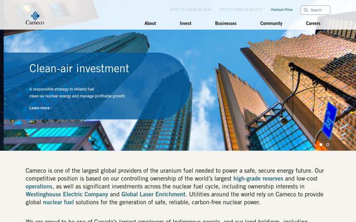 Screenshot of cameco.com
