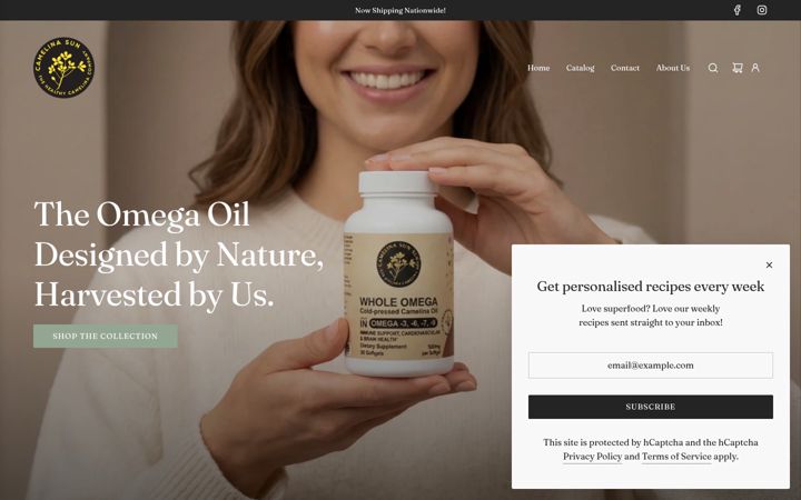 Screenshot of camelinasun.com