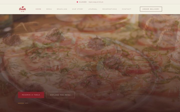 Screenshot of camelopizzaria.com