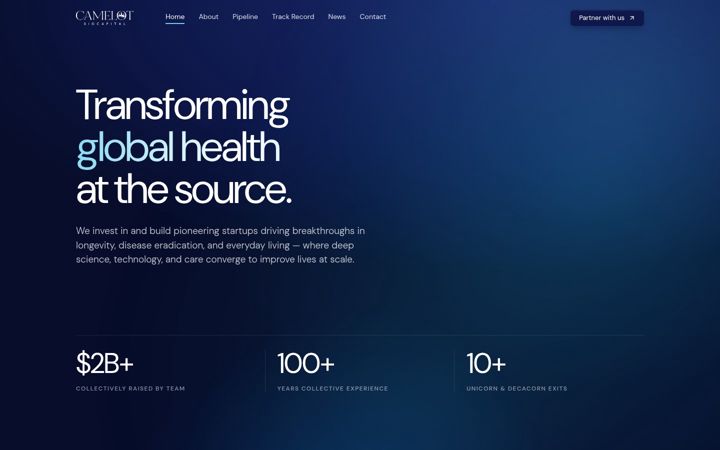 Screenshot of camelotbiocapital.com