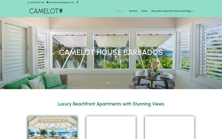 Screenshot of camelothousebb.com