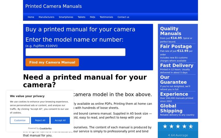 Screenshot of camera-manual.com