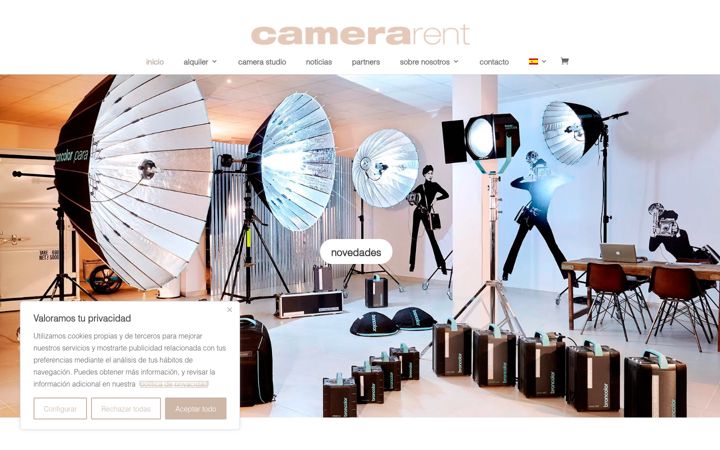 Ekrānuzņēmums no camera-rent.es
