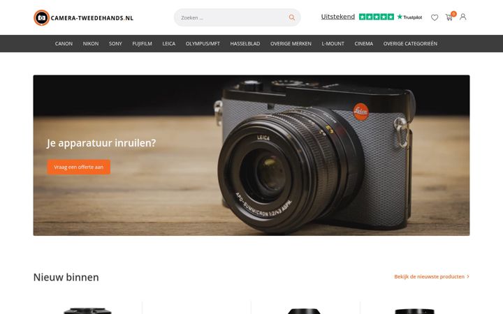 Screenshot of camera-tweedehands.nl