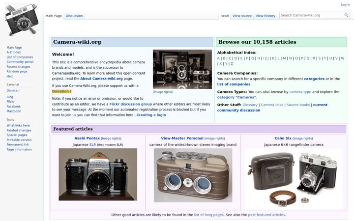 Screenshot of camera-wiki.org
