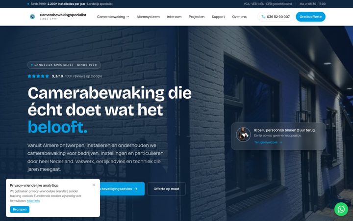 Screenshot of camerabewakingspecialist.nl