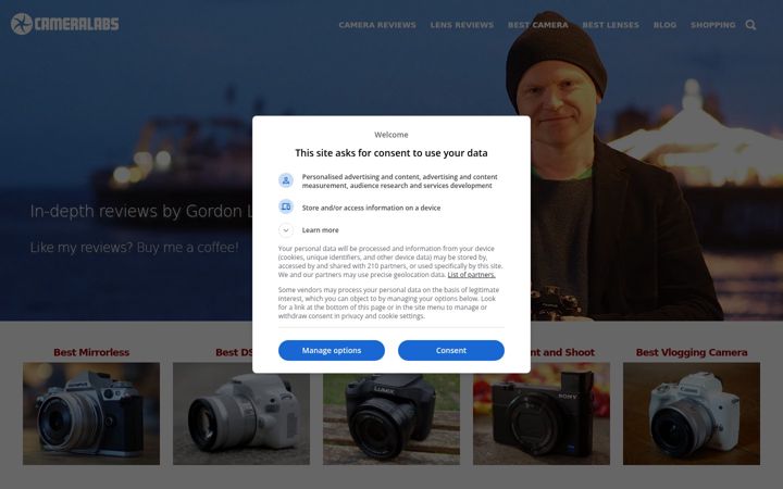Screenshot of cameralabs.com