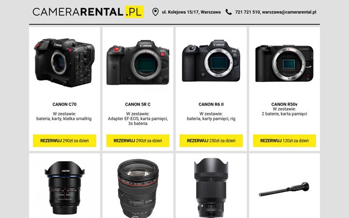 Screenshot of camerarental.pl