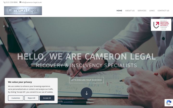 Екранна снимка на cameron-legal.co.uk