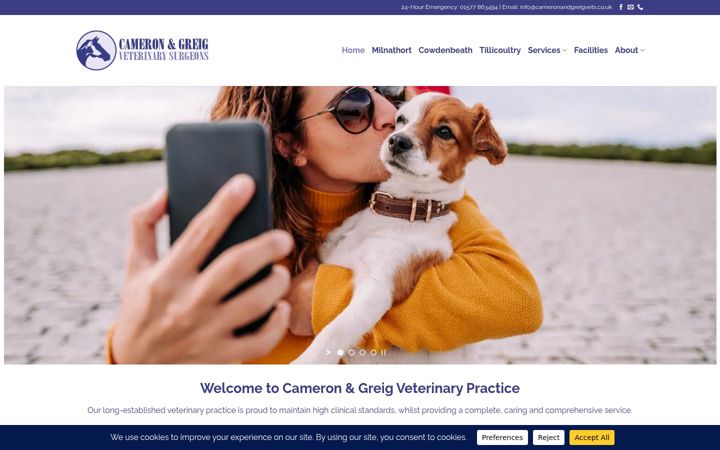 Екранна снимка на cameronandgreigvets.co.uk