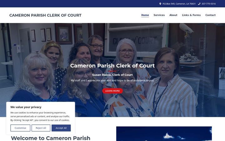 Screenshot of cameronparishclerk.com