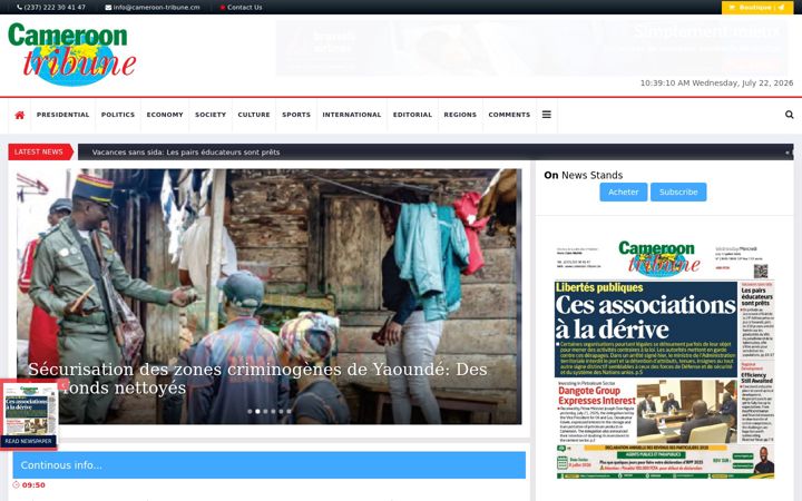 Screenshot of cameroon-tribune.cm
