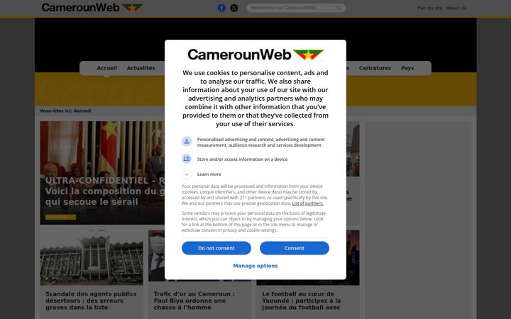Screenshot of camerounweb.com