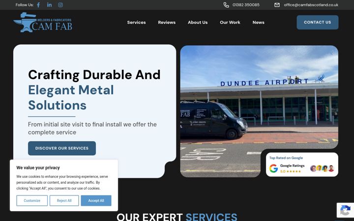 Screenshot of camfabscotland.co.uk