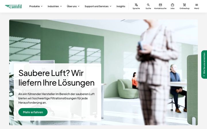 Screenshot of camfil.de