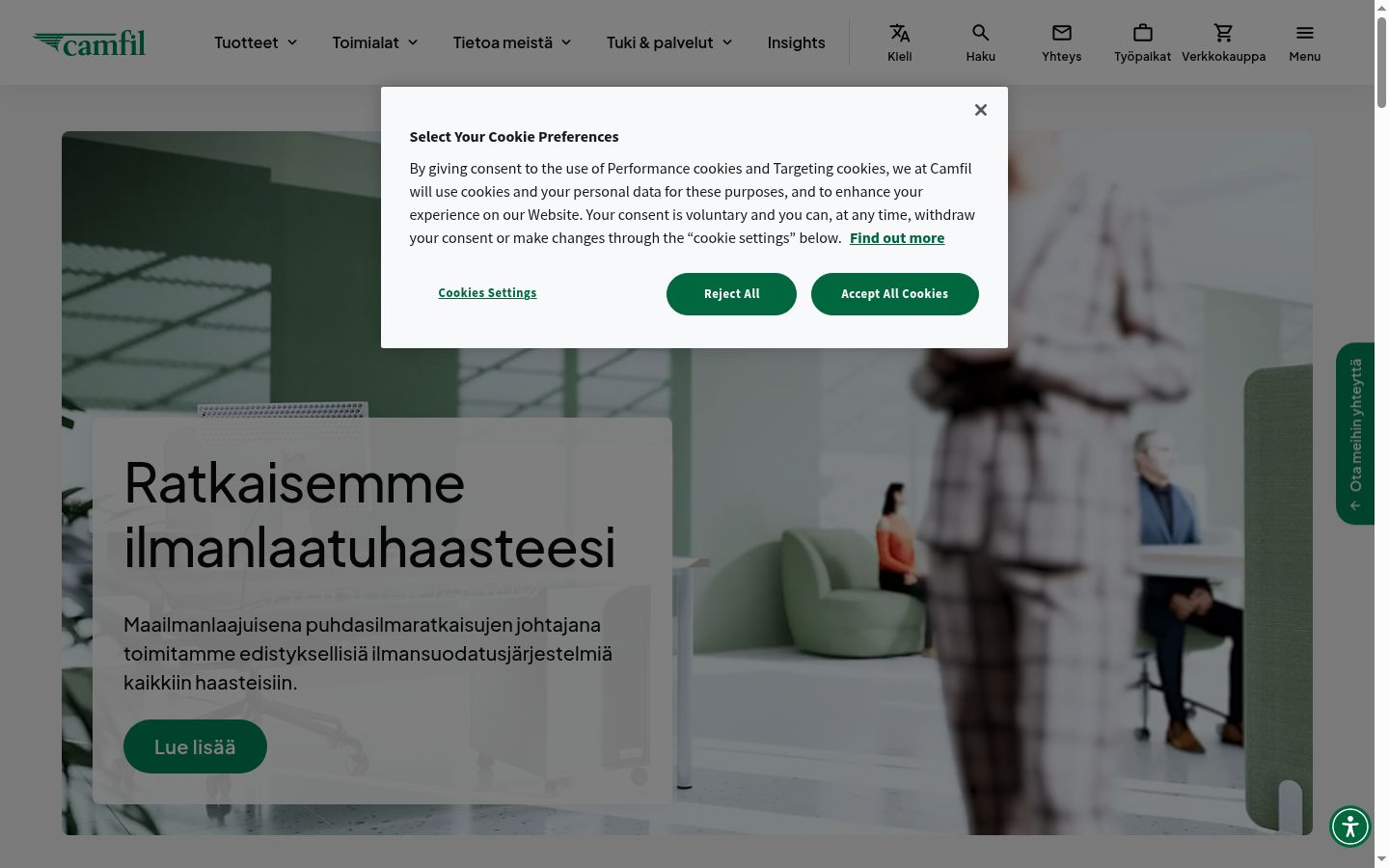 Screenshot des Einwilligungsbanners vor jeglicher Interaktion