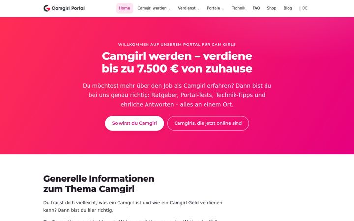Screenshot of camgirl-werden.org