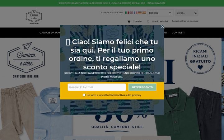 Screenshot of camiciaeoltre.com
