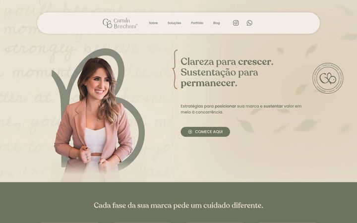 Screenshot stránky camilabrechani.com.br