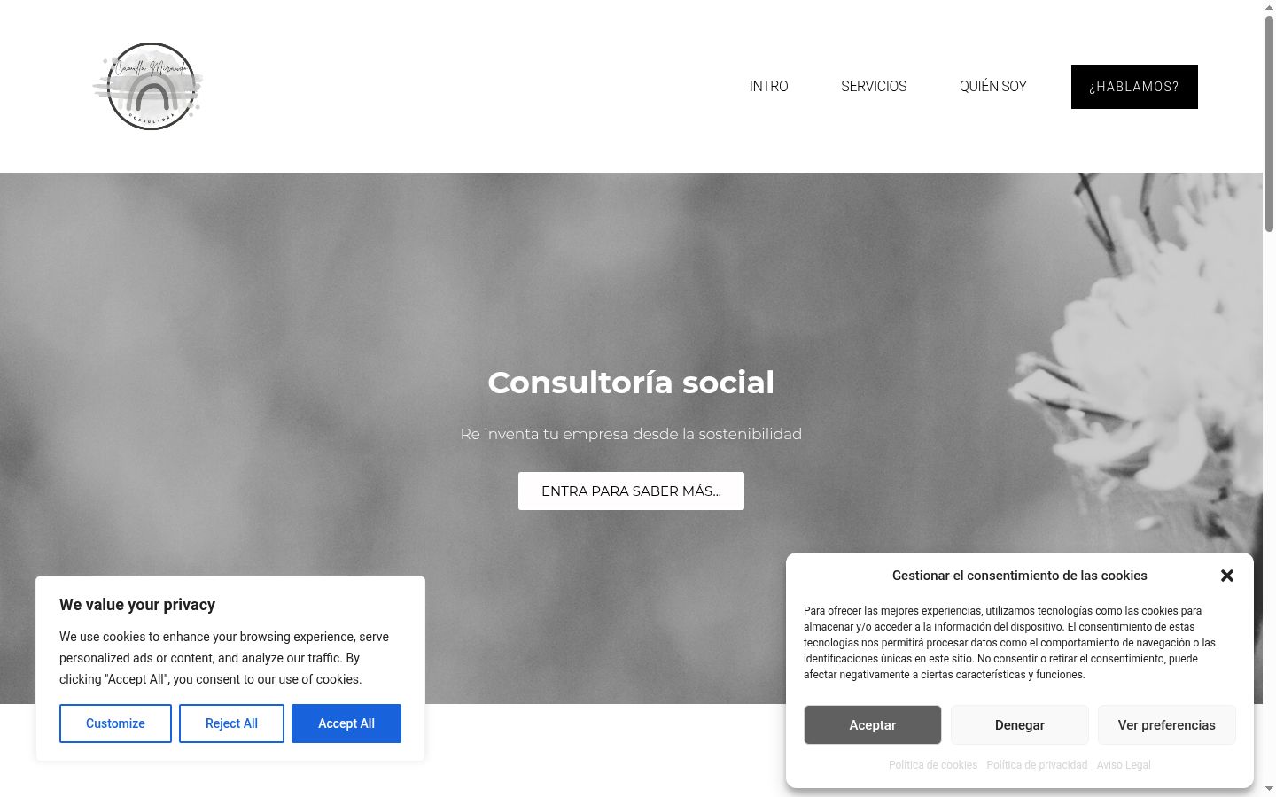 Screenshot del banner di consenso mostrato prima di qualsiasi interazione