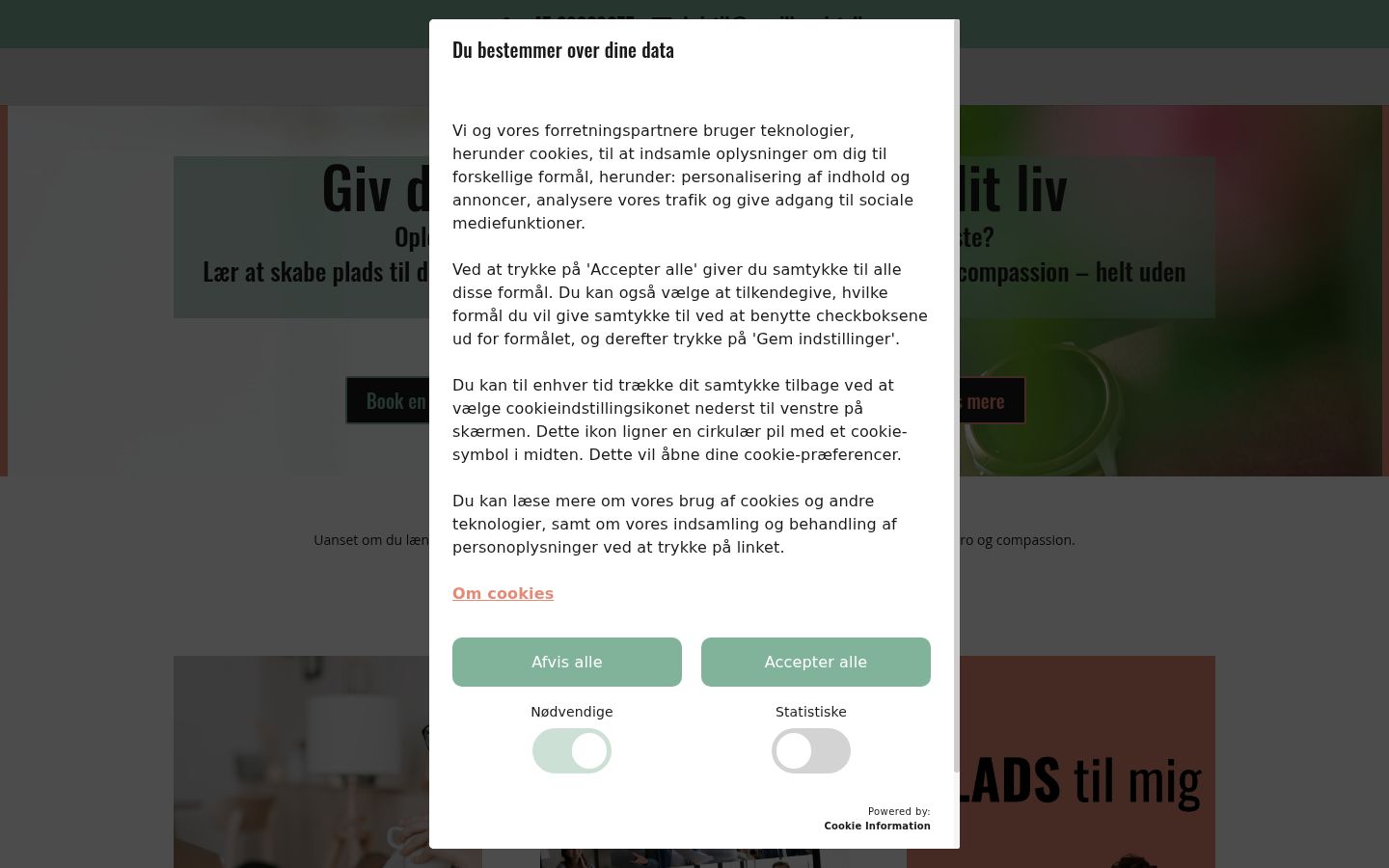 Captura de ecrã do banner de consentimento apresentado antes de qualquer interação
