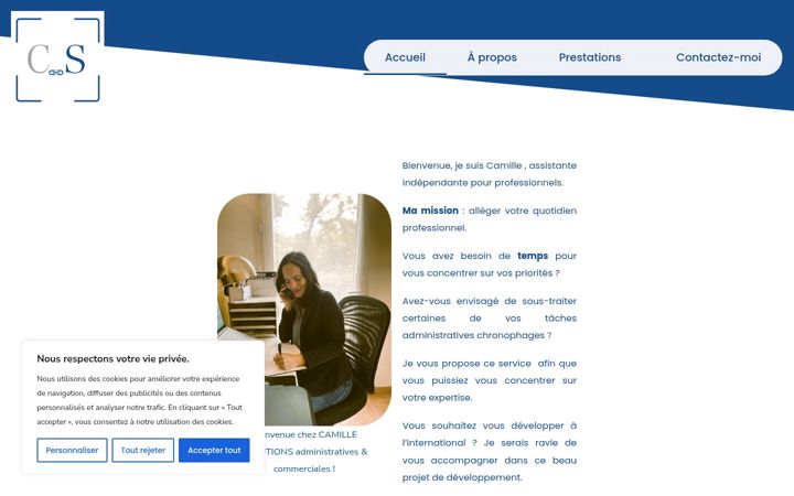 Kuvakaappaus sivustosta camillesolutions.fr
