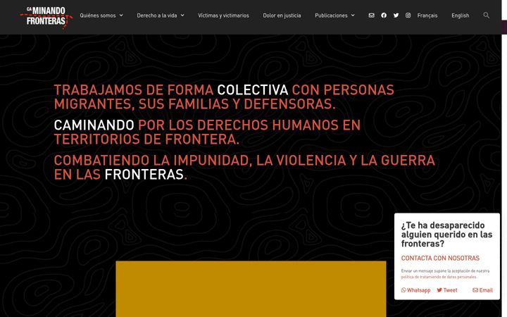 Posnetek zaslona caminandofronteras.org