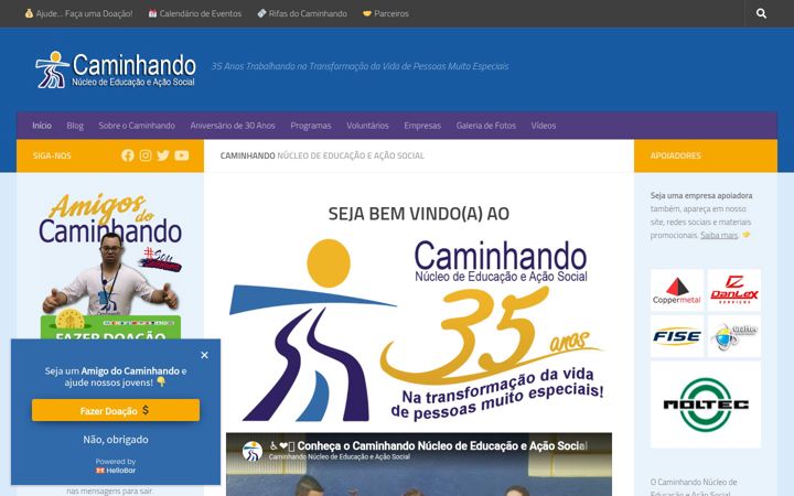 Screenshot stránky caminhando.org.br