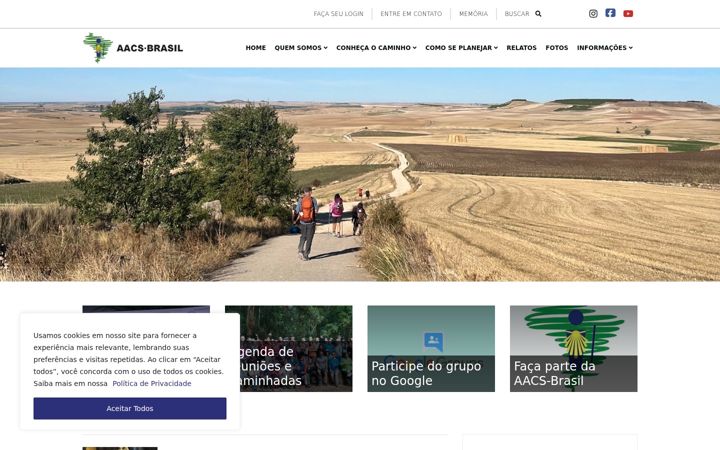 Screenshot stránky caminhodesantiago.org.br