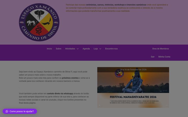 Screenshot stránky caminhodeshiva.com.br