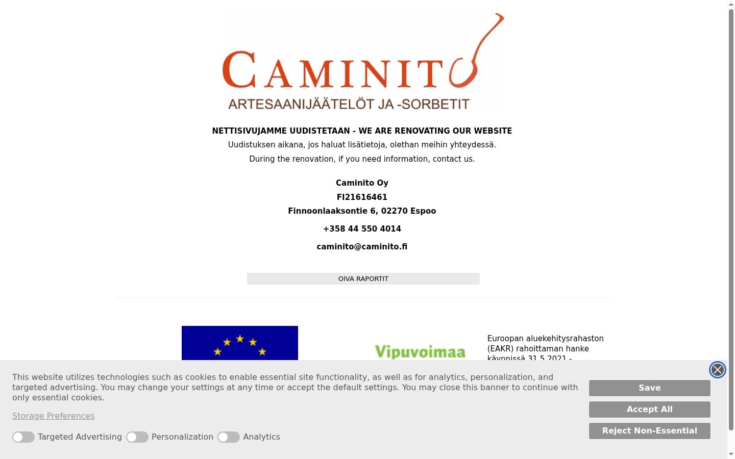Snimka zaslona bannera za privolu prikazanog prije bilo kakve interakcije