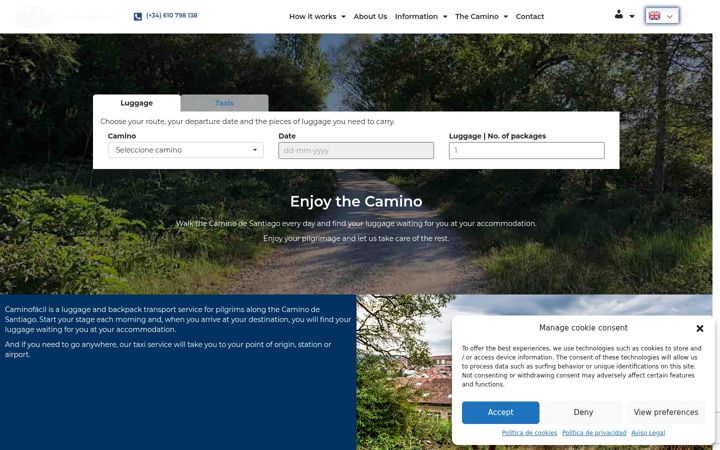 Screenshot von caminofacil.net