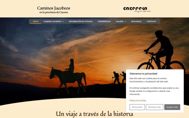 Екранна снимка на caminosjacobeoscaceres.es