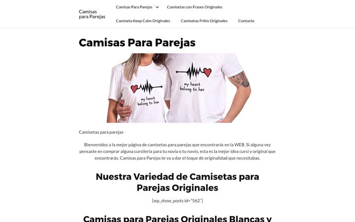 Screenshot of camisasparaparejas.com