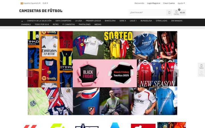 Captură de ecran a camisetafutboles.com