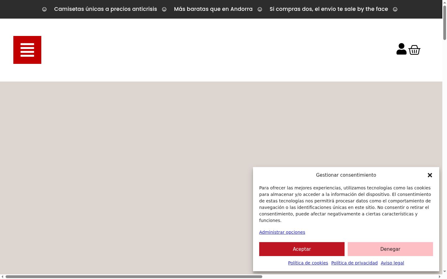Screenshot des Einwilligungsbanners vor jeglicher Interaktion