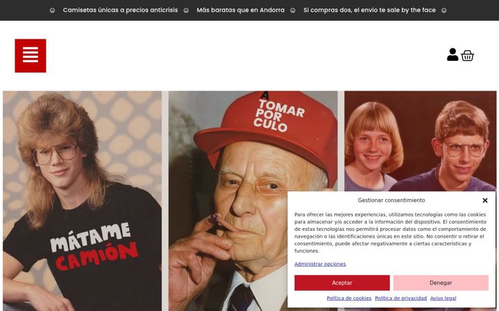 Screenshot of camisetasyrisas.com