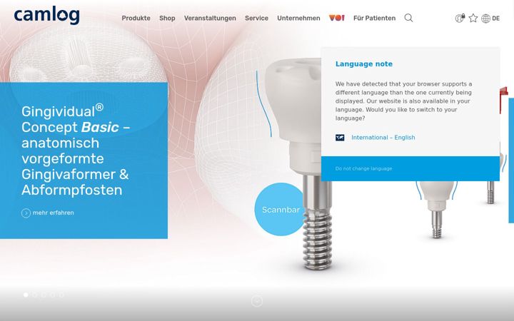 Screenshot of camlog.de